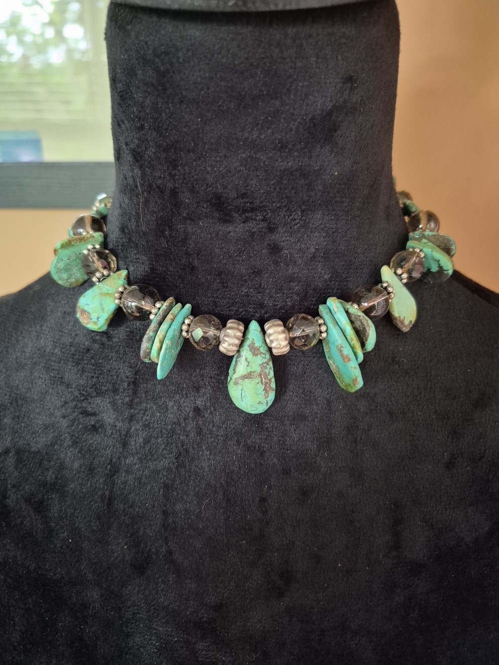Turquoise Teardrop Beaded Choker Necklace - Green Turquoise